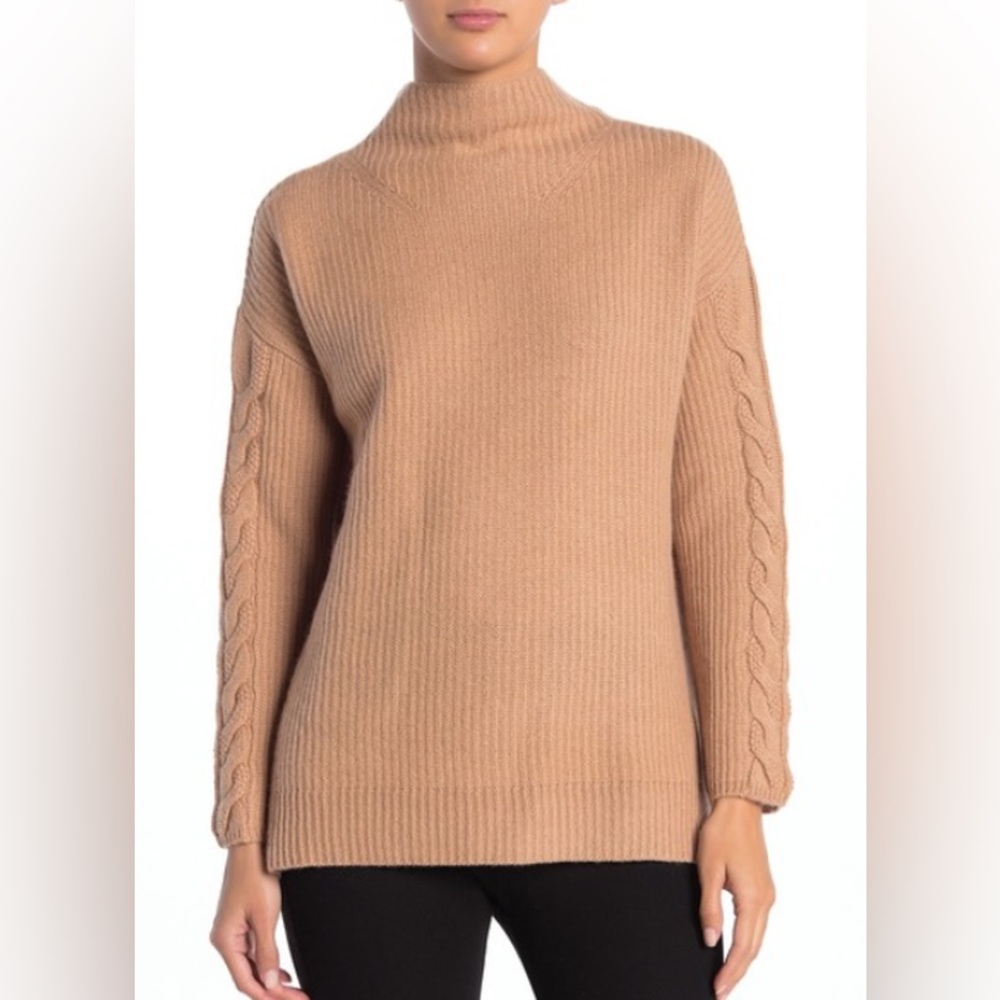 NWT Magaschoni Cashmere Wool Ribbed Funnel Neck Sweater - Picture 1 of 7